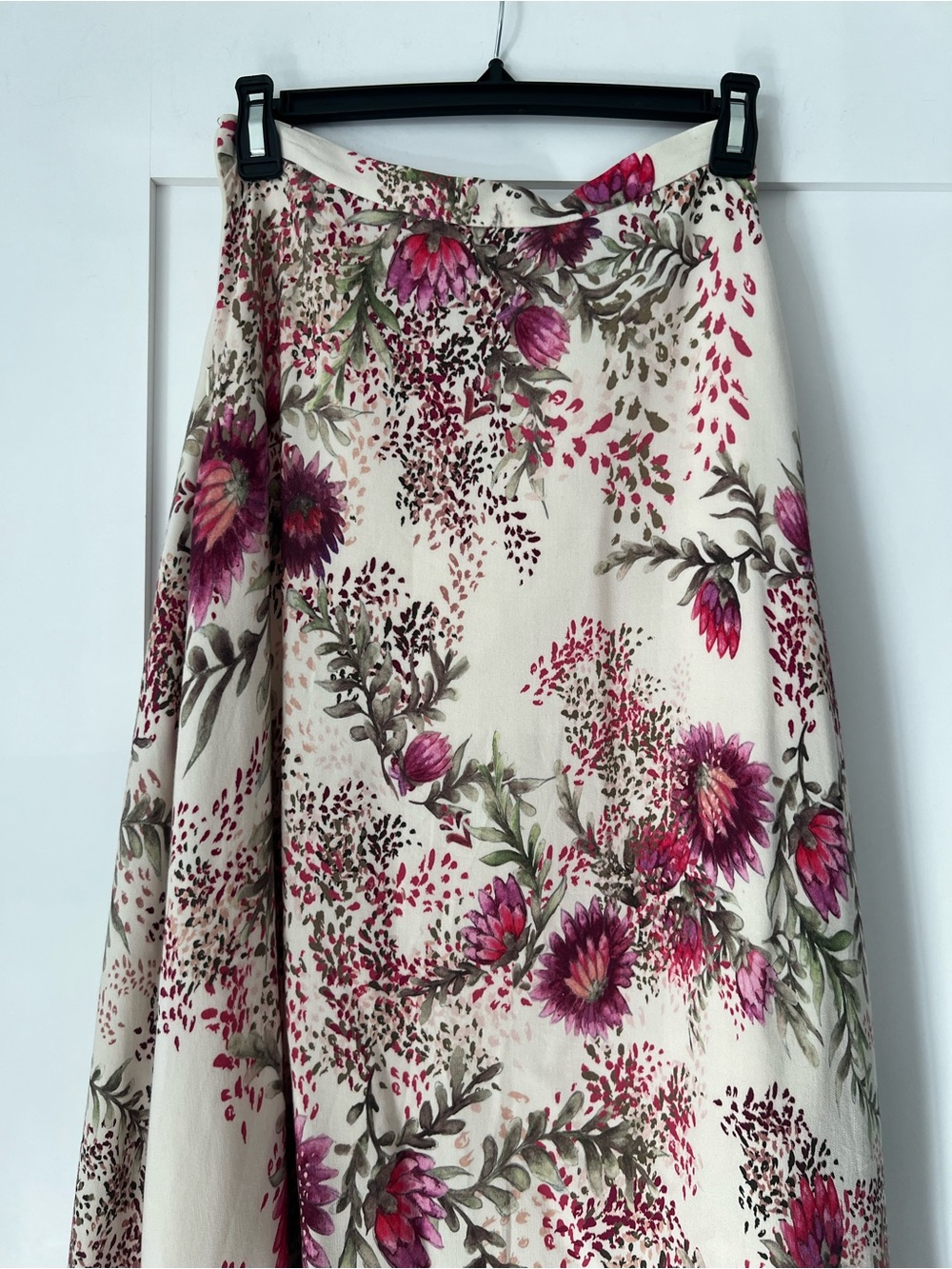 Haute Hippie Ivory Maxi Skirt with Pink Floral Print - Picture 4 of 8